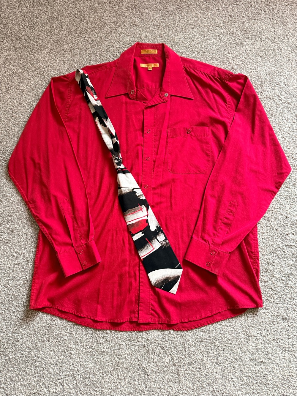 Agenda New York Men’s Red Dress Shirt XL 17–17½ + Intersect Tie